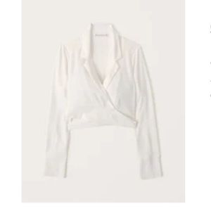 Abercrombie long sleeve wrap blazer top in color Off-White size M